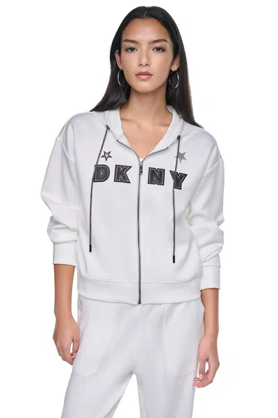 Dkny Women's Pins & Patches Hoodie In Metallic