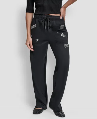 Dkny Women's Pins & Patches Scuba Jogger Pants In Black
