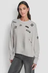 Dkny Women's Pins And Patches Sweater In Gray