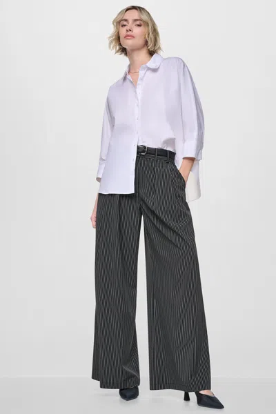 Dkny Women's Pinstripe Pleated Commuter Trouser In Multi