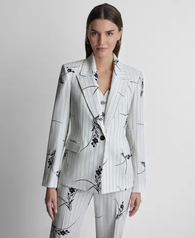 Dkny Women's Pinstripe Single-button Blazer In Gray