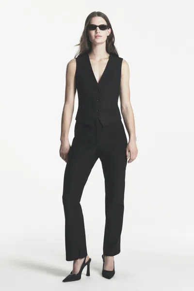 Dkny Women's Pinstripe Straight Leg Trouser In Black