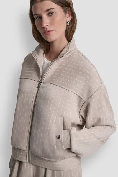 Dkny Pinstripe Zip Jacket In Neutral