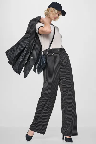 Dkny Women's Pinstripe Wide Leg Commuter Trouser In Multi