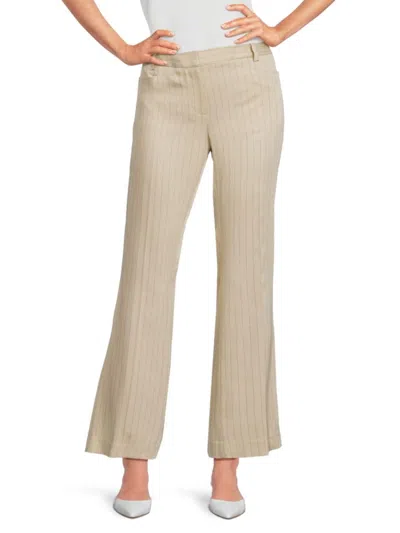 Dkny Women's Pinstriped Flared Pants In Beige Stripe