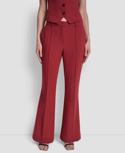 Dkny Women's Pintuck Fit And Flare Trousers In Burgundy