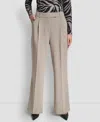 Dkny Women's Pintuck Wide Leg Mid Rise Trousers In Gray
