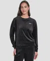 Dkny Women's Platinum Velour Crewneck Sweatshirt In Black