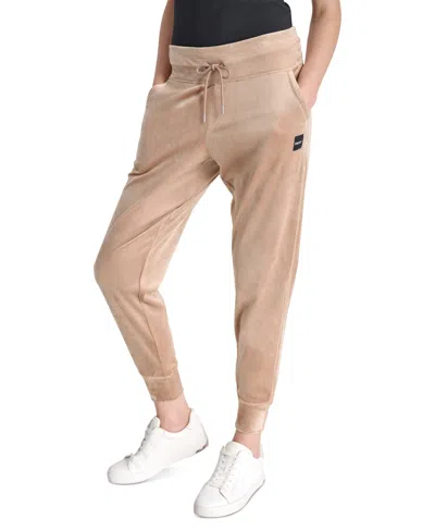 Dkny Women's Platinum Velour Slim-fit Joggers In Praline