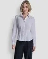 Dkny Women's Pleated Button-up Blouse In White
