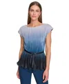 DKNY WOMEN'S PLEATED OMBRE BLOUSE