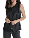 Dkny Pleated Sleeveless Button-up Shirt In Black