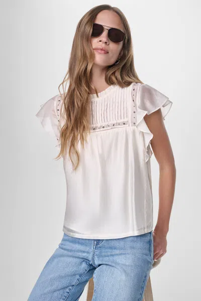 Dkny Studded Pintuck Top In White