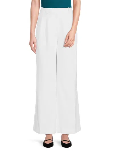 Dkny Women's Pleated Wide Leg Pants In White