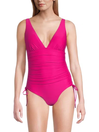 Dkny Women's Plunge Ruched One-piece Swimsuit