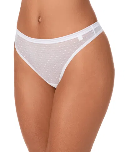 Dkny Women's Point D'esprit Thong Underwear Dk8651 In White