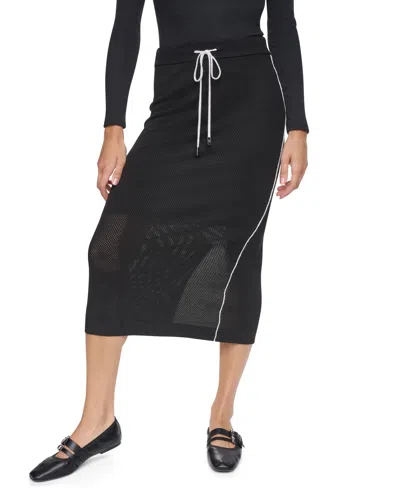 Dkny Women's Pointelle Mesh A-line Pull-on Skirt In Red