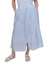 Dkny Zip Front Crinkled Satin Skirt In Blue