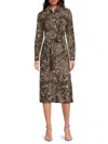 Dkny Women's Printed A-line Midi-shirtdress In Brown