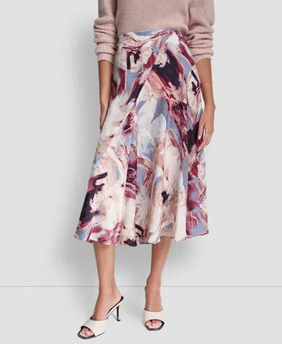 Dkny Women's Printed Bias-cut A-line Midi Skirt In Multi