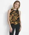Dkny Print Sleeveless Chiffon Bubble Top In Multi