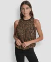 Dkny Print Sleeveless Chiffon Bubble Top In Multi