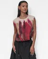 Dkny Print Bubble Hem Top In Neutral