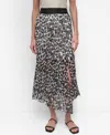 Dkny Print Asymmetric Midi Skirt In Sprng Anml Ivy