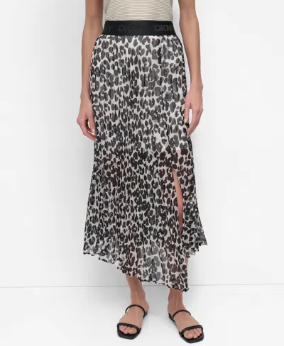 Dkny Women's Printed Chiffon Midi Skirt In Sprng Anml Ivy