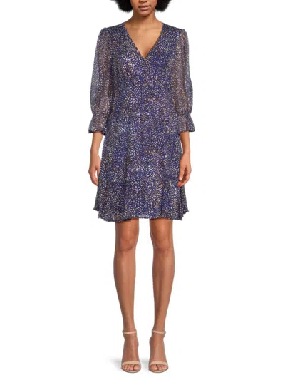 Dkny Women's Printed Chiffon Ruffle Minidress In Multi