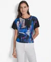 Dkny Women's Printed Chiffon-sleeve Blouse In Multi