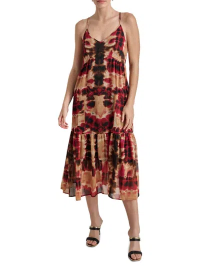 Dkny Women's Printed Crinkled Chiffon Midi-dress With Lurex