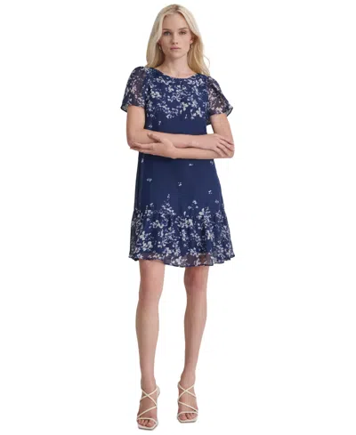 Dkny Women's Printed Flutter-sleeve Mini Dress