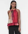 Dkny Abstract Print Textured Sleeveless Top