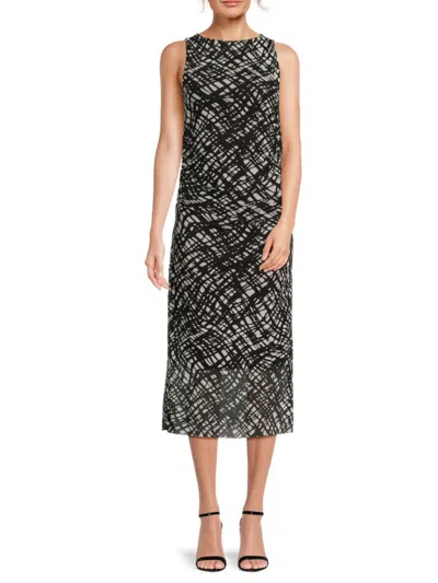 Dkny Women's Printed Jewel Neck Midi-dress In Multi