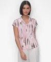 Dkny Petite Printed Knit Cap-sleeve Shirt In Pink
