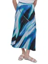Dkny Print Fray Linen Maxi Skirt In Blue