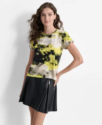 Dkny Abstract Print T-shirt In Geo Storm Pattern