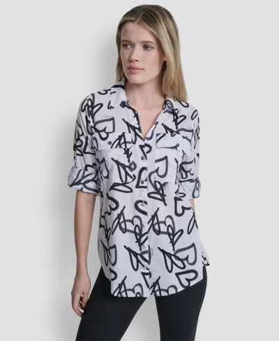 Dkny Women's Printed Long-sleeve Shirt In Multi