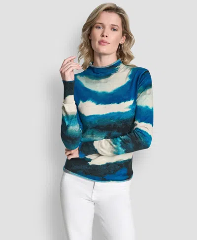 Dkny Women's Printed Long Sleeve Sweater In Multi