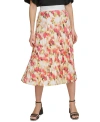Dkny Womens Printed Polyester Pleated Skirt In Ivory,orange Blossom Multi