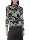 Dkny Women's Printed Ruched Mesh Top In Multi