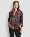 Dkny Twist Front Crinkle Satin Shirt In Multi