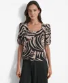 Dkny Zebra Print Cold Shoulder Top In Multi