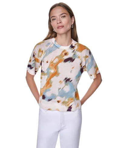 Dkny Women's Printed Short-sleeve Sweater In Animal Print