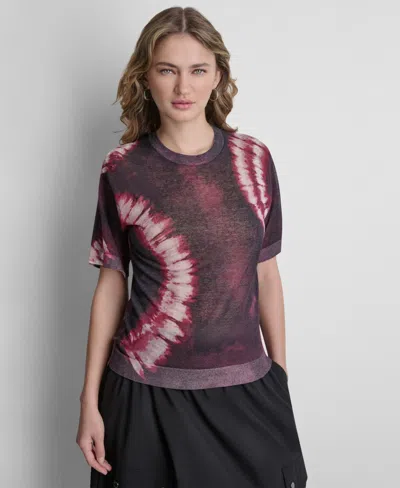 Dkny Women's Printed Short-sleeve Sweater In Multi