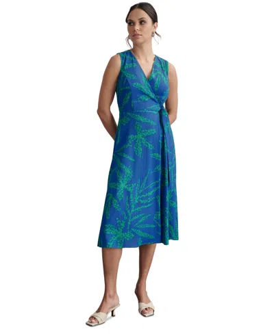 Dkny Women's Printed Side-tie Sleeveless A-line Dress In Submerge Multi