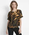 Dkny Abstract Zebra Print Voile Top In Multi