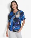 Dkny Abstract Zebra Print Voile Top In Blue