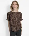 Dkny Abstract Zebra Print Voile Top In Brown